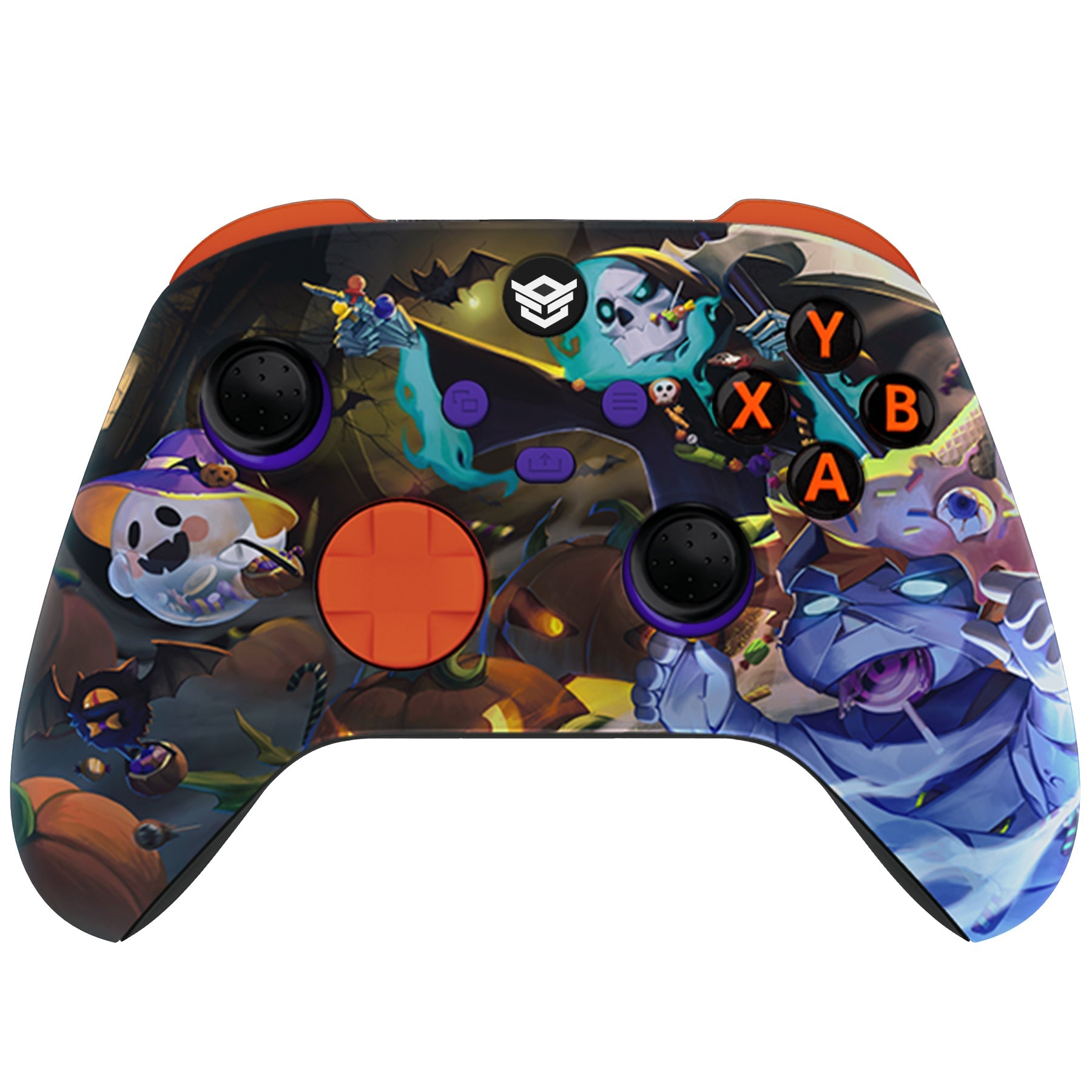 HEXGAMING ADVANCE Controller with Adjustable Triggers for XBOX, PC, Mobile - Halloween Candy Night ABXY Labeled