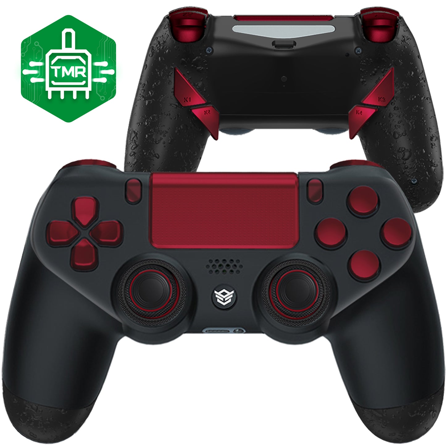 HEXGAMING NEW EDGE コントローラー は TMRジョイスティック搭載、PS4、PC、モバイル対応 - ブラック レッド