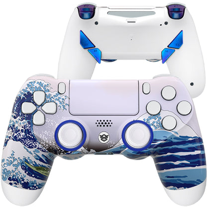 HEXGAMING NEW EDGE Controller for PS4, PC, Mobile - The Great Wave Chameleon Purple Blue