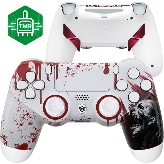 HEXGAMING NEW EDGE コントローラー は TMRジョイスティック搭載、PS4、PC、モバイル対応 - ゾンビ ホワイト
