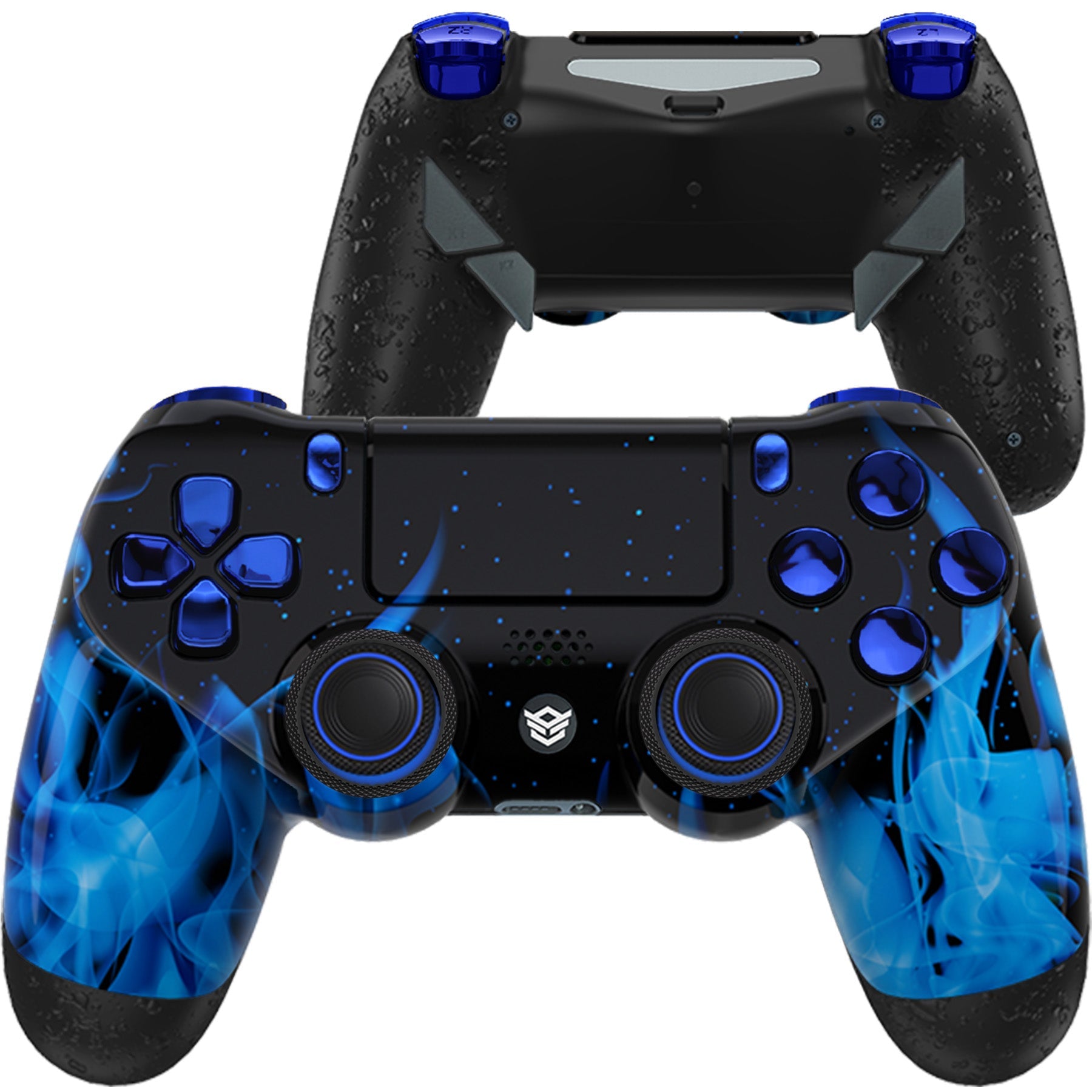 HEXGAMING NEW EDGE Controller for PS4, PC, Mobile - Flames Chrome Blue