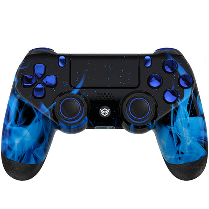 HEXGAMING NEW EDGE Controller for PS4, PC, Mobile - Flames Chrome Blue