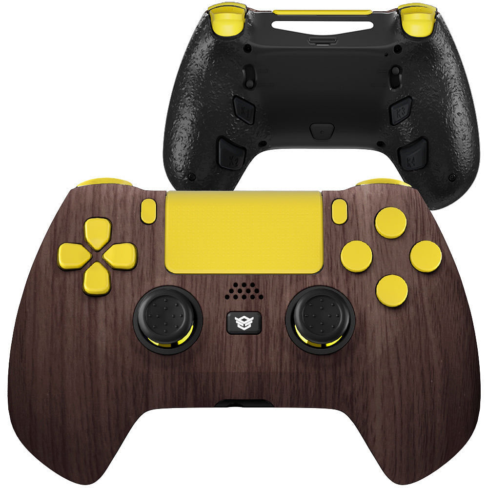 HEXGAMING HYPER Controller for PS4, PC, Mobile- Wood Grain Yellow