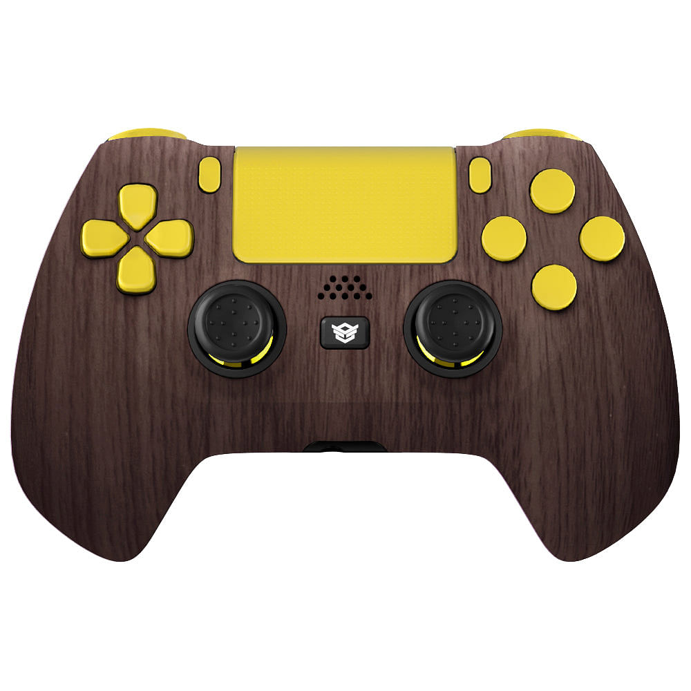 HEXGAMING HYPER Controller for PS4, PC, Mobile- Wood Grain Yellow