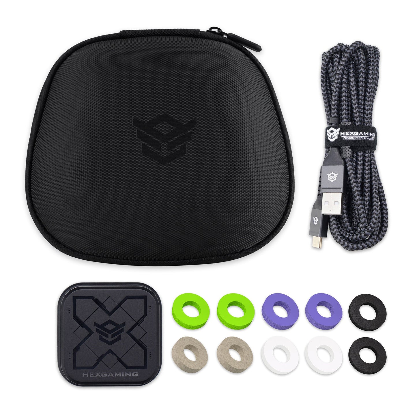 HEXGAMING Universal Gaming Travel Carrying Case & Type-C 4M Charging Cable & Joysticks Aiming Rings