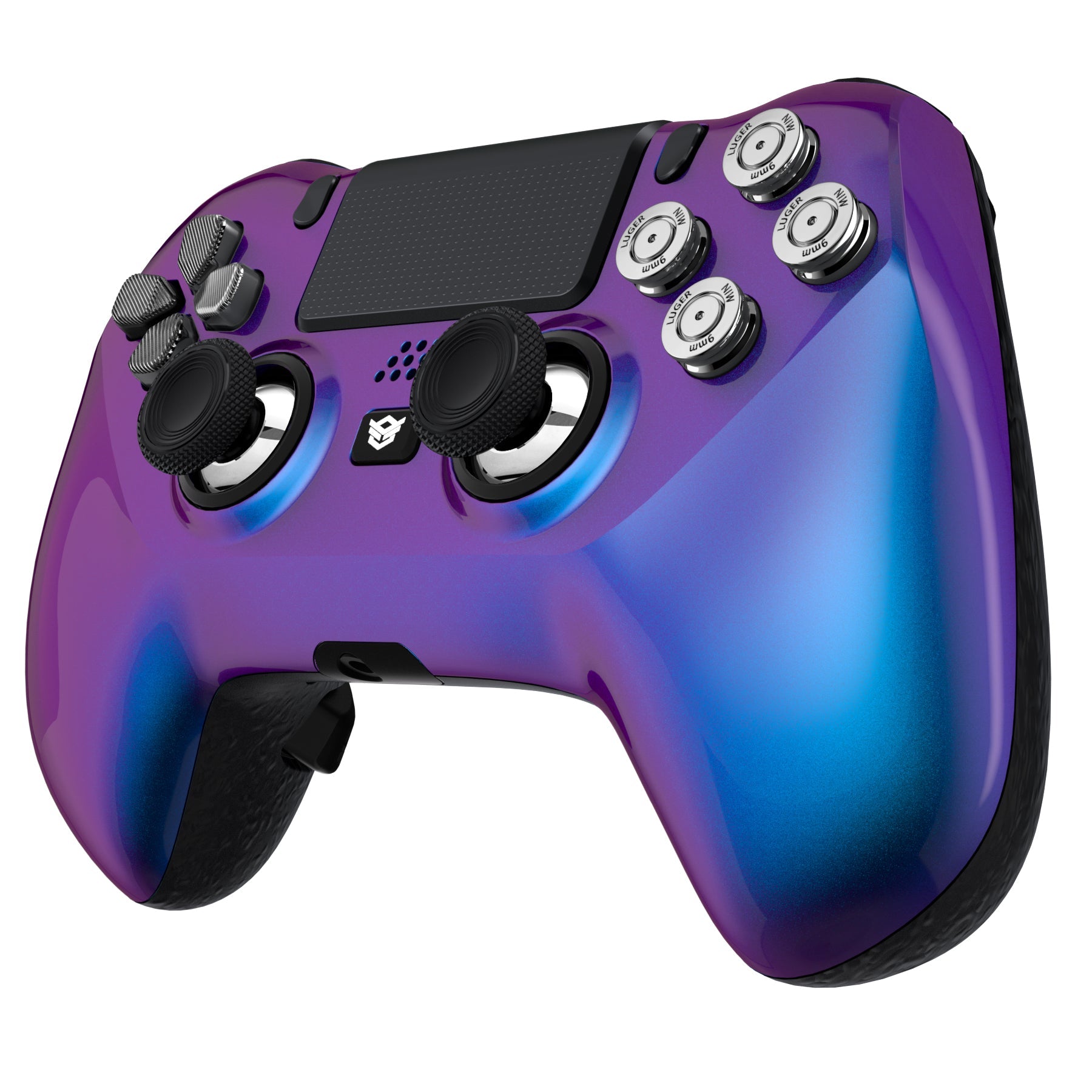 HEXGAMING HYPER Controller for PS4, PC, Mobile- Chameleon Purple Blue Metal Sliver