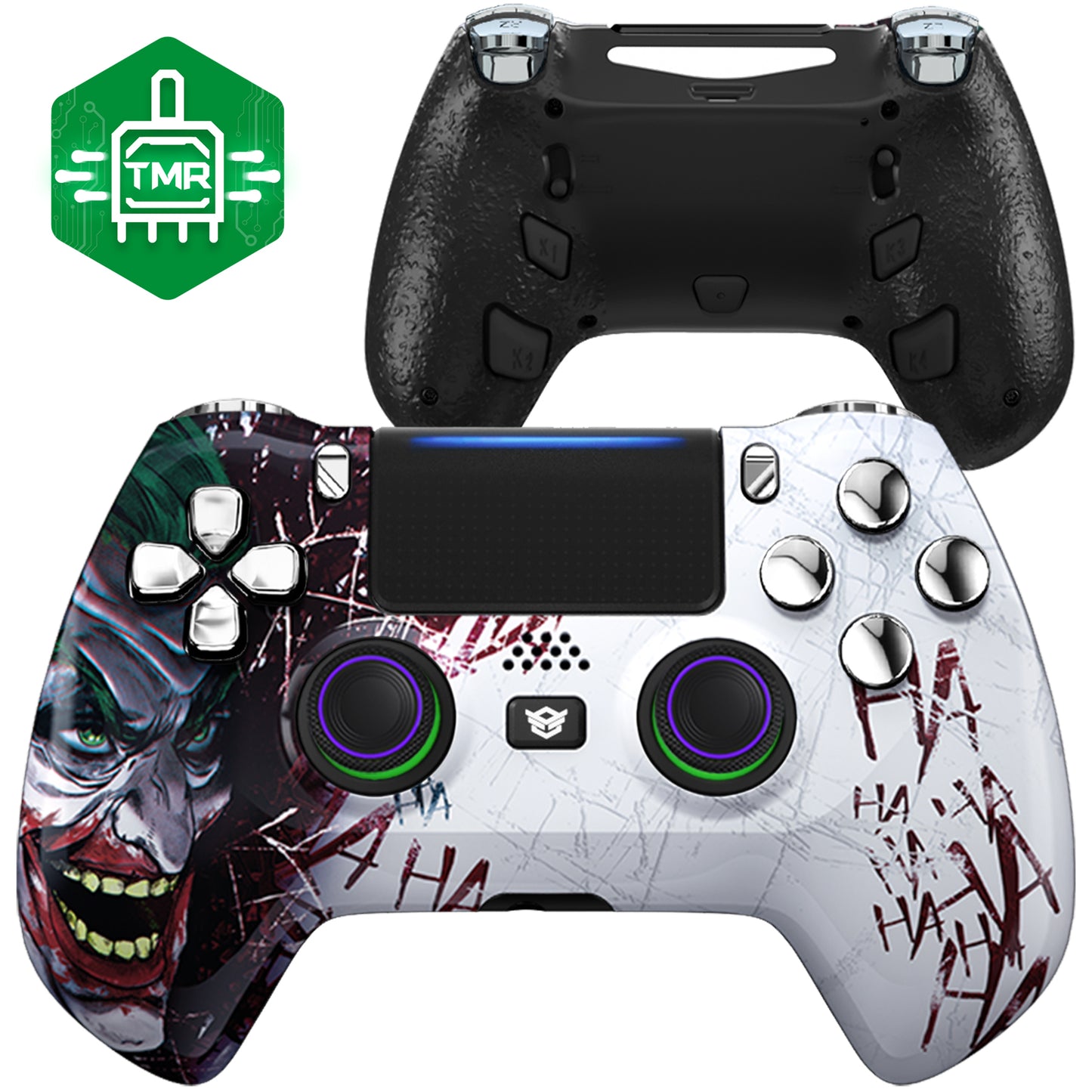 HEXGAMING HYPER コントローラー は TMRジョイスティック搭載、PS4、PC、モバイル対応 - ピエロ  クロームシルバー