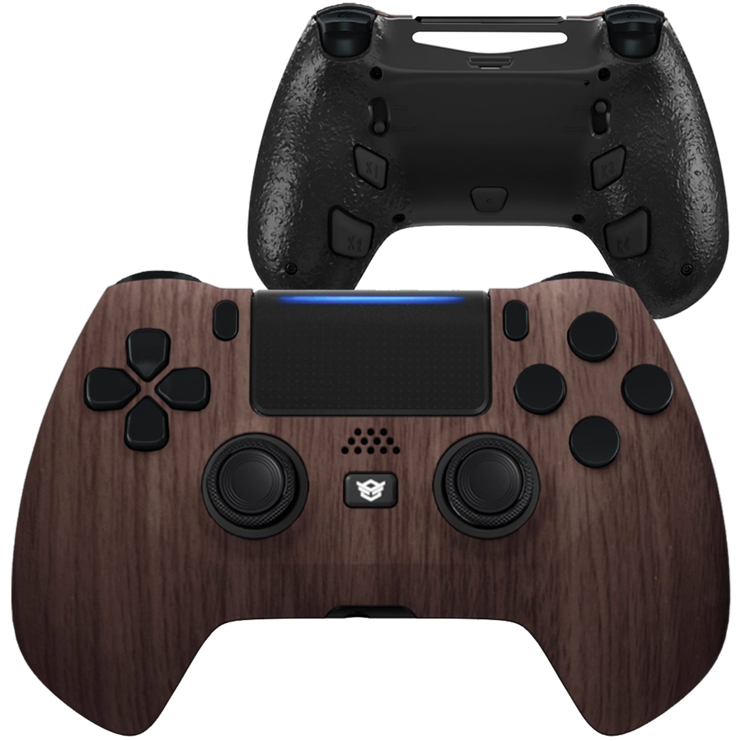 HEXGAMING HYPER Controller for PS4, PC, Mobile- Wood Pattern Chrome Black