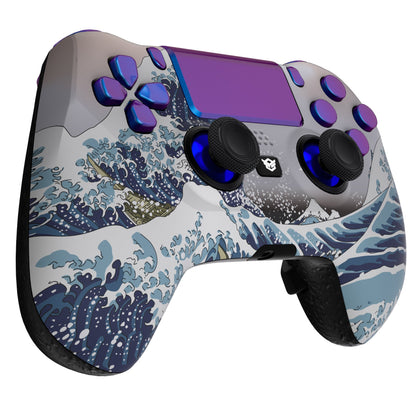 HEXGAMING HYPER Controller for PS4, PC, Mobile- The Great Waves Blue