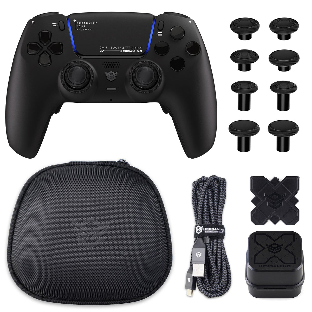 HEXGAMING PHANTOMコントローラー、調整可能なトリガー+充電ケーブル+ 