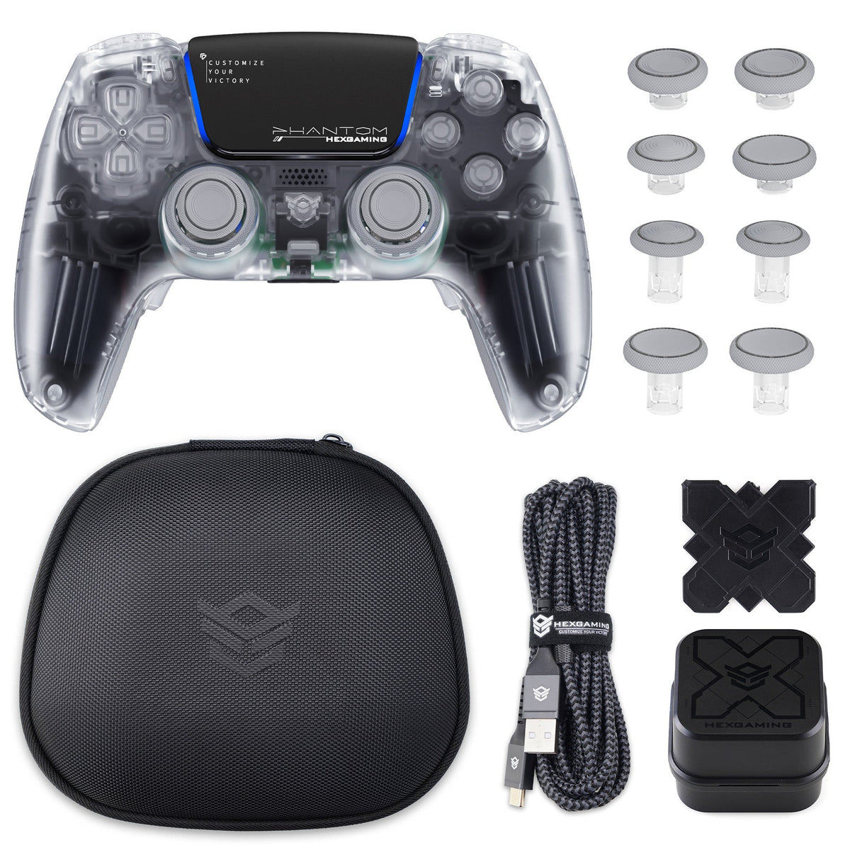 HEXGAMING PHANTOMコントローラー、調整可能なトリガー+充電ケーブル+ 