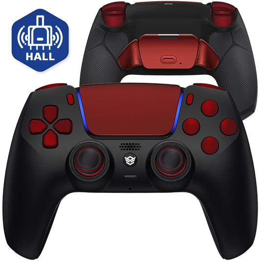 HEXGAMING RIVALコントローラー Hall 効果ジョイスティック搭載 – PS5/PC/モバイル対応 - ブラック スカーレット レッド
