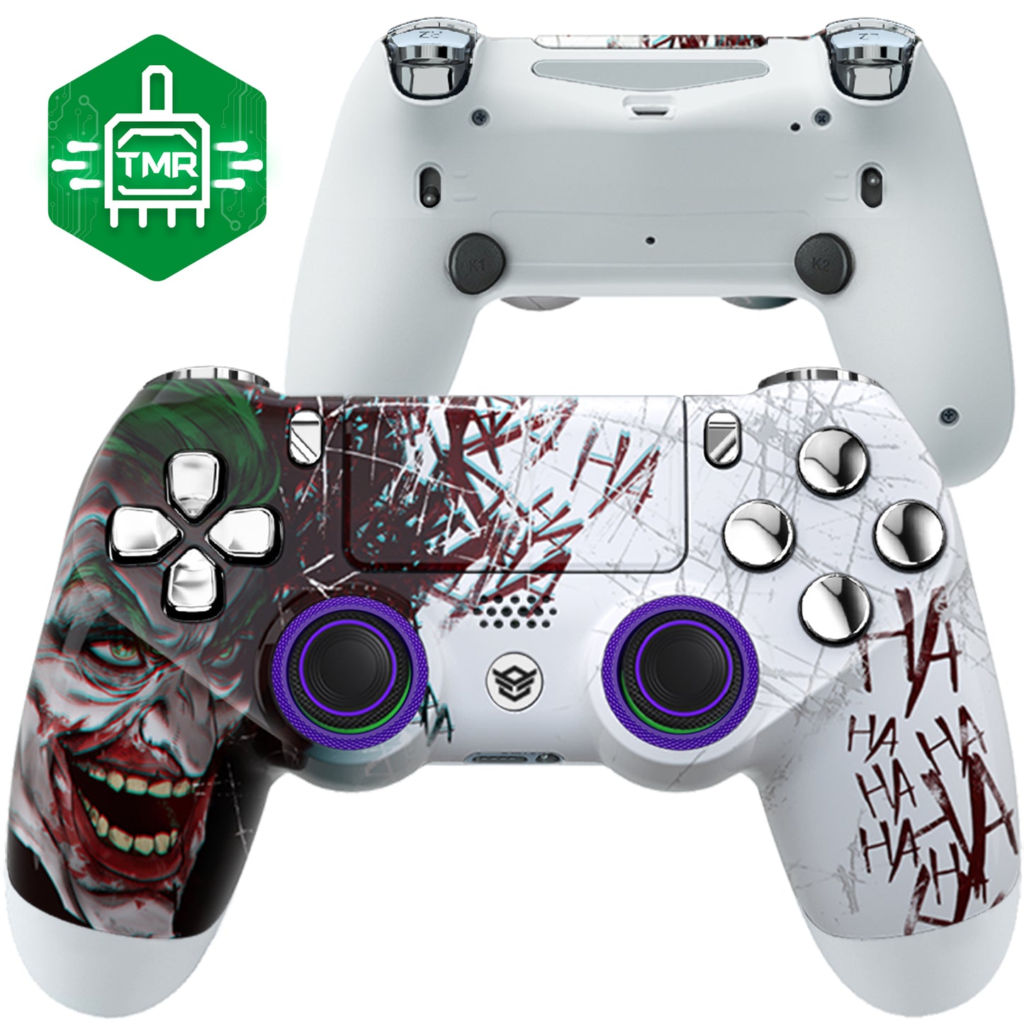 HEXGAMING  NEW SPIKE コントローラー は TMRジョイスティック搭載、PS4、PC、モバイル対応 - ピエロ  クロームシルバー