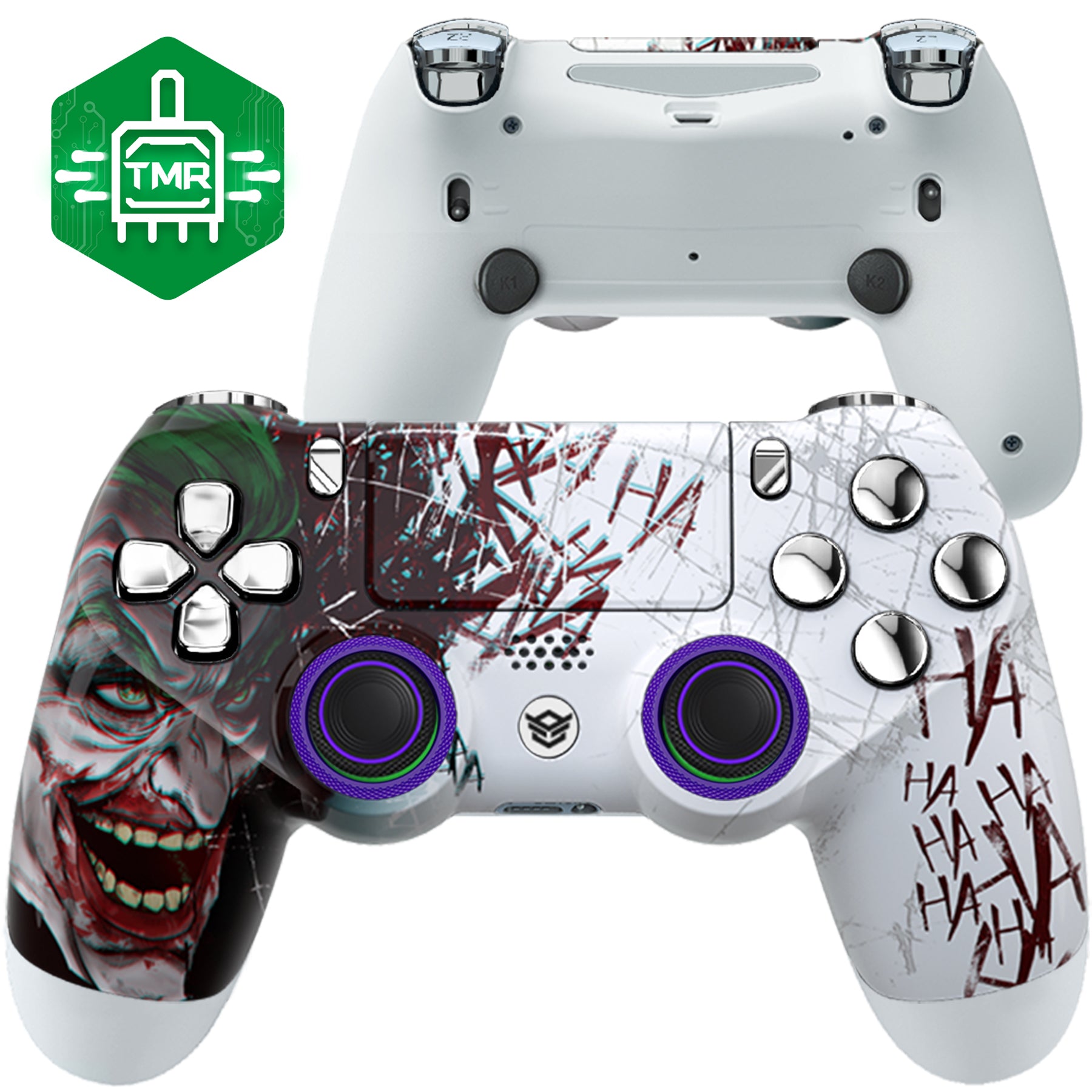 HEXGAMING  NEW SPIKE コントローラー は TMRジョイスティック搭載、PS4、PC、モバイル対応 - ピエロ  クロームシルバー