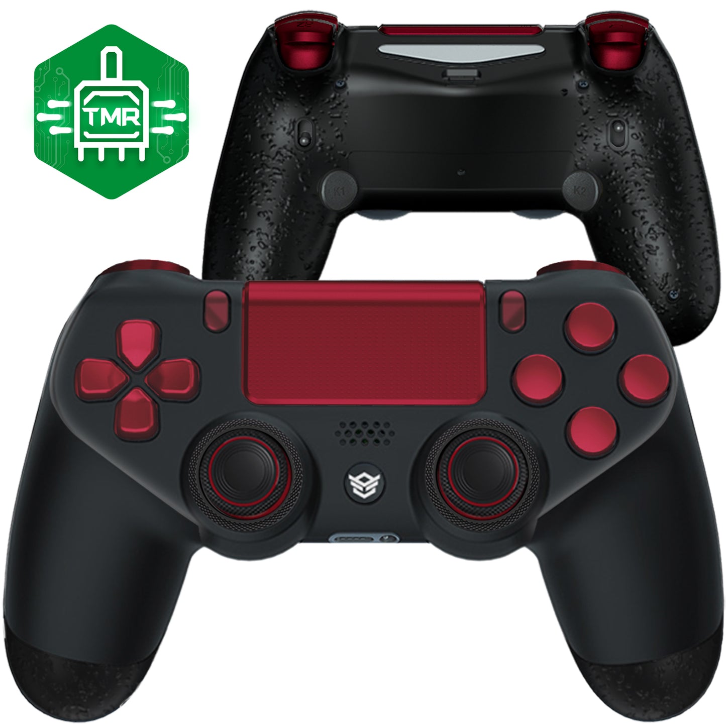 HEXGAMING  NEW SPIKE コントローラー は TMRジョイスティック搭載、PS4、PC、モバイル対応 - ブラック レッド