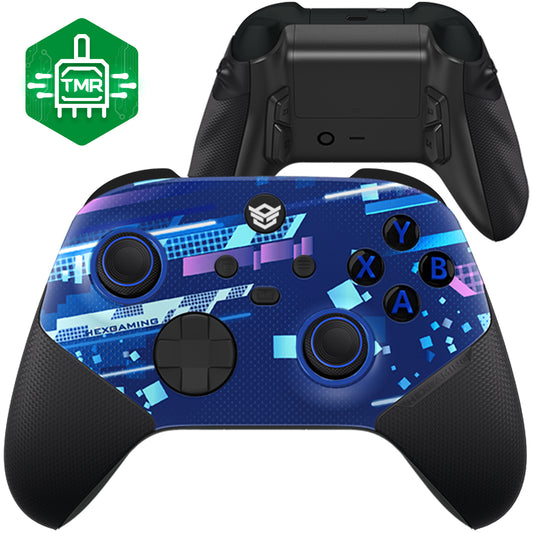 HEXGAMING ULTRA X コントローラーはTMRジョイスティック搭載、XBOX、PC、モバイル対応 - ブルー宇宙の歪み
