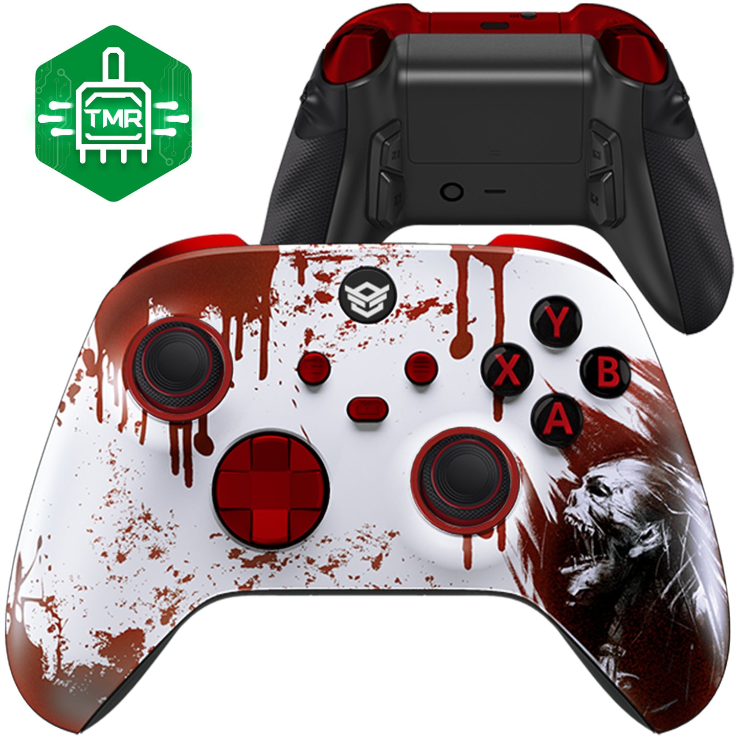 HEXGAMING ULTRA X コントローラーはTMRジョイスティック搭載、XBOX、PC、モバイル対応 - ゾンビ　ABXYボタン