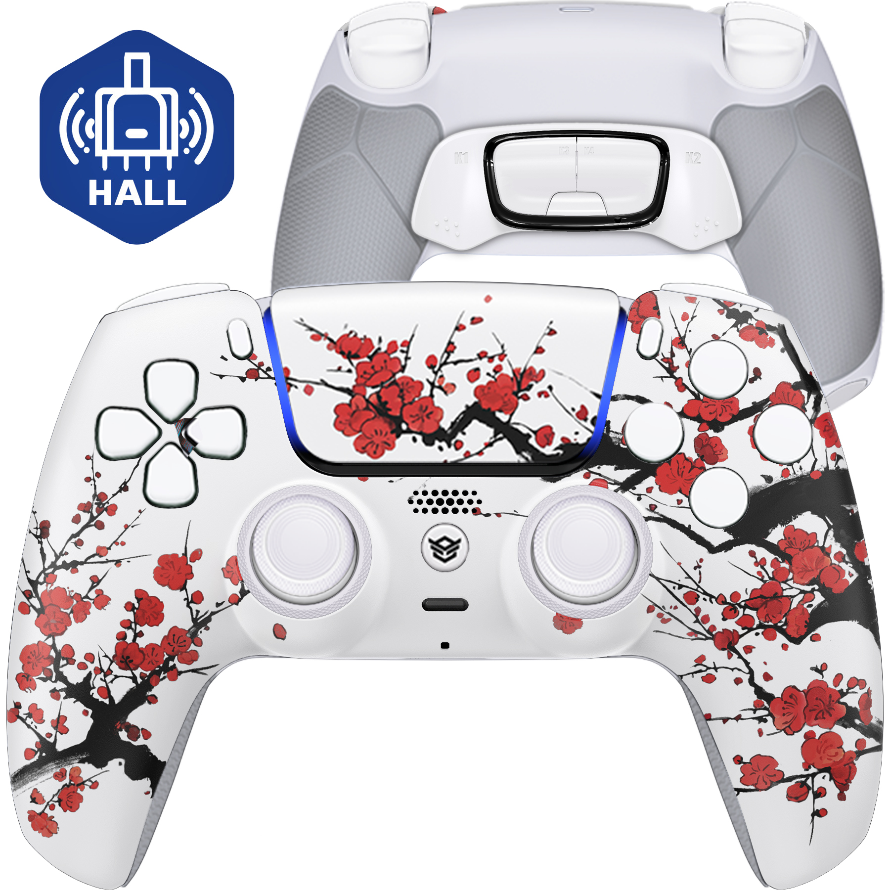 HEXGAMING ULTIMATEコントローラー Hall 効果ジョイスティック搭載 – PS5/PC/モバイル対応 - 冬のブロッサム