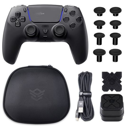 HEXGAMING ULTIMATE PRO ゲーミングコントローラー PS5/PC/モバイル対応  – 割り当て可能な背面ボタン4個、カスタムプロファイル6種類、調整可能なトリガー、交換可能なサムスティック8本【4種類】