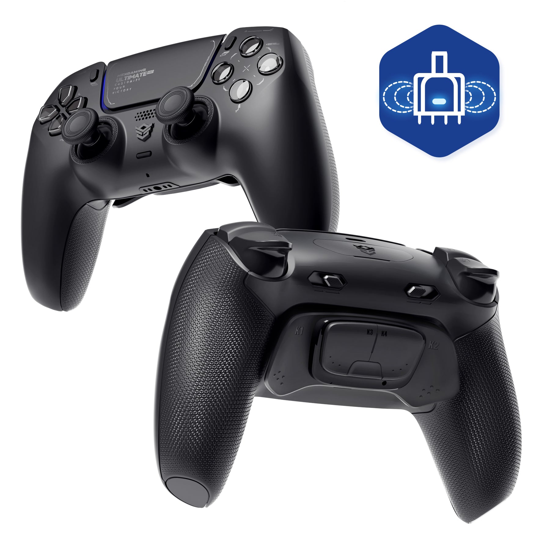 HEXGAMING ULTIMATE PRO ゲーミングコントローラー PS5/PC/モバイル対応  – 割り当て可能な背面ボタン4個、カスタムプロファイル6種類、調整可能なトリガー、交換可能なサムスティック8本【ブラック】
