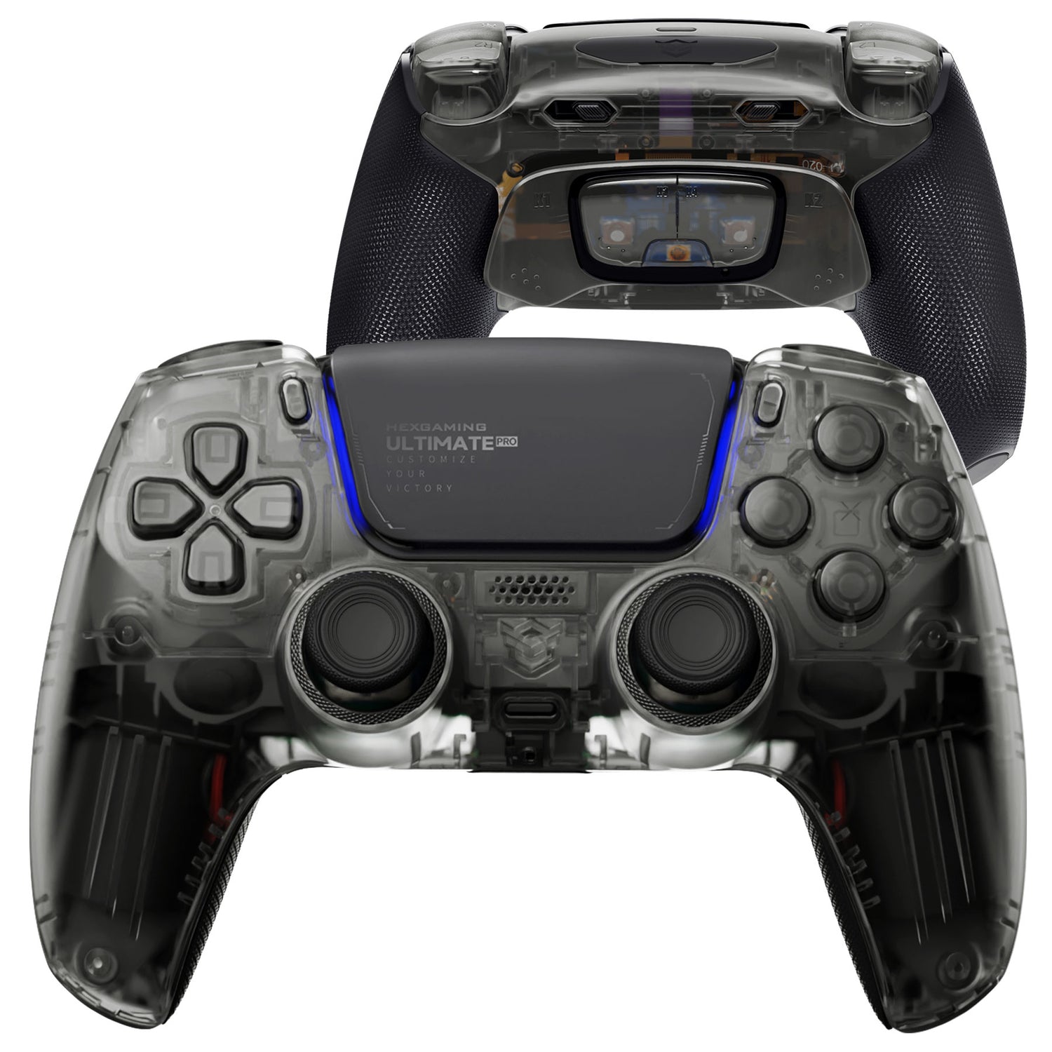 HEXGAMING ULTIMATE PROコントローラー はPS5、PC、モバイル対応、調整可能なトリガー備え【マットクリアブラック】