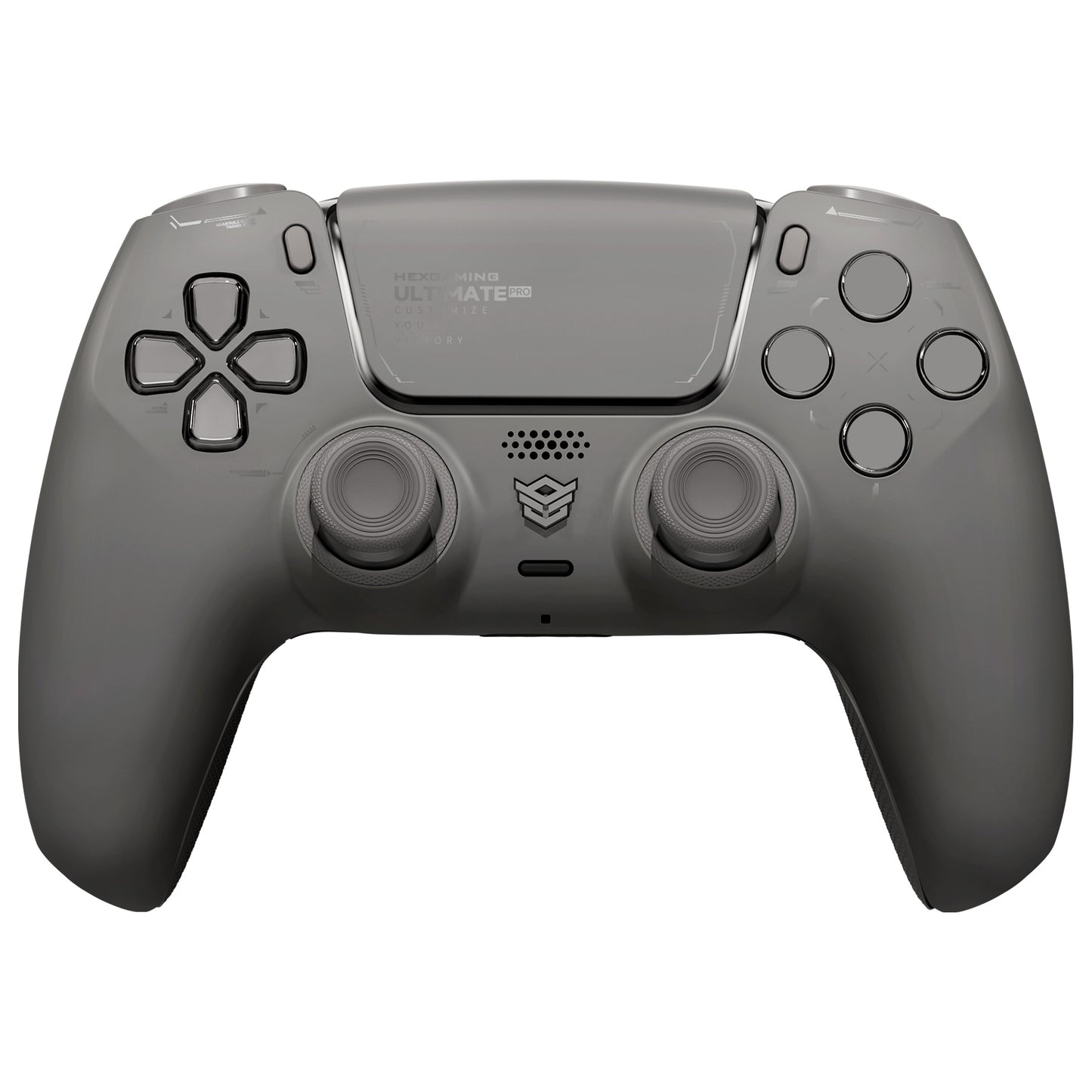 HEXGAMING ULTIMATE PRO ゲーミングコントローラー PS5/PC/モバイル対応  – 割り当て可能な背面ボタン4個、カスタムプロファイル6種類、調整可能なトリガー、交換可能なサムスティック8本【グレー】