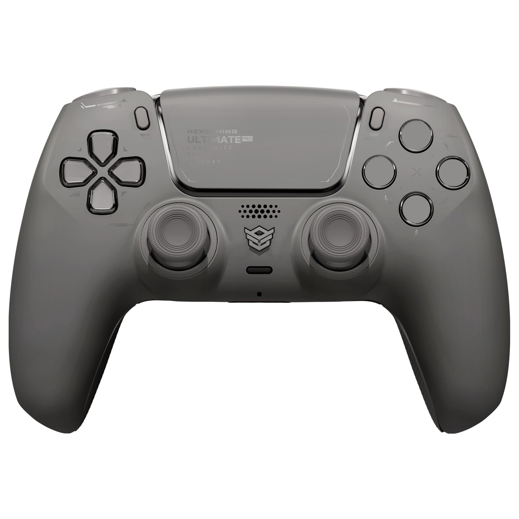 HEXGAMING ULTIMATE PRO ゲーミングコントローラー PS5/PC/モバイル対応  – 割り当て可能な背面ボタン4個、カスタムプロファイル6種類、調整可能なトリガー、交換可能なサムスティック8本【グレー】